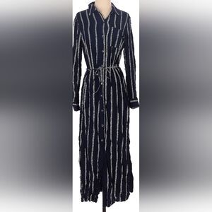 Splendid Navy and White Striped Maxi Shirt Dress NWT